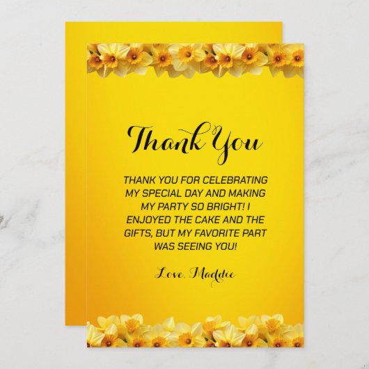 Daffodil March Geboortebloem Verjaardag Bedankkaart (Voorkant / Achterkant)