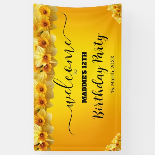 Daffodil March Geboortebloem Verjaardag Spandoek (Verticaal)