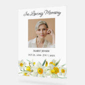 Daffodil Memorial Photo Funeral Acrylic Sign (Angle)