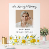 Daffodil Memorial Photo Funeral Acrylic Sign (Mariage)