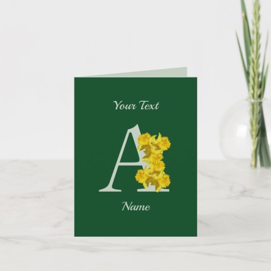 Daffodil Monogram Initiaal A Kaart (Voorkant)