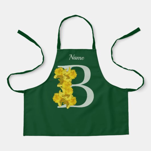 Daffodil Monogram Initiaal B Jouw naam Schort (Voorkant)