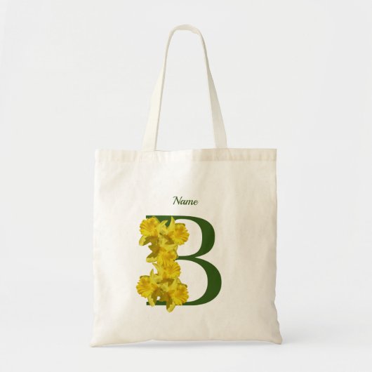 Daffodil Monogram Initiaal B Jouw naam Tote Bag (Voorkant)