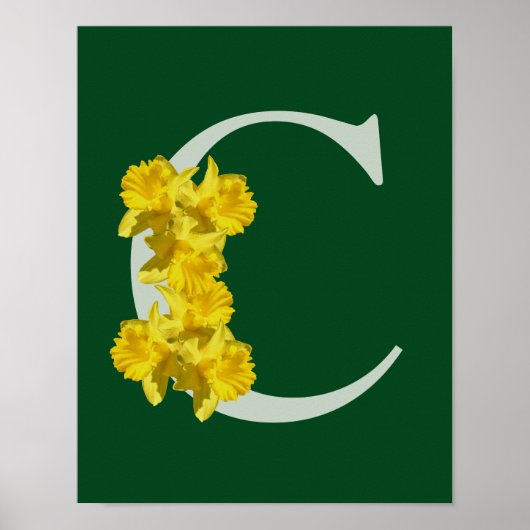 Daffodil Monogram Initiaal C Poster (Voorkant)