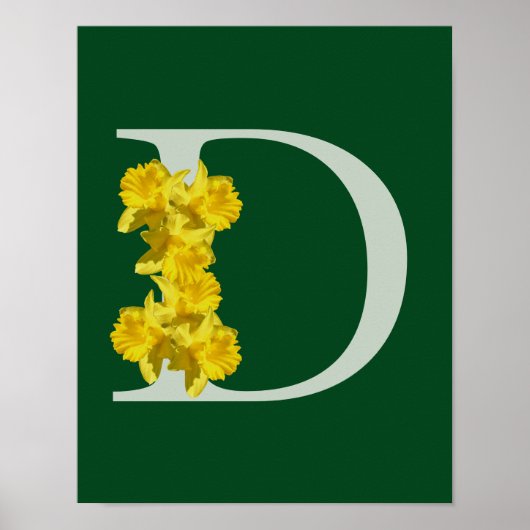 Daffodil Monogram Initiaal D Poster (Voorkant)