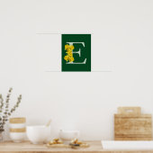 Daffodil Monogram Initiaal E Poster (Keuken)