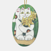 Daffodil Neko Keramisch Ornament (Links)