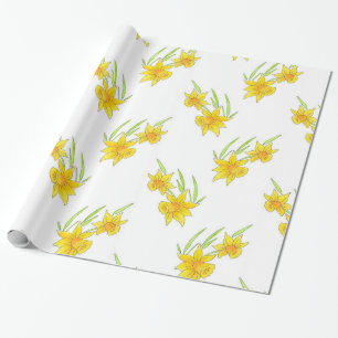 Daffodil Pan en Waterverf Patroon Cadeaupapier