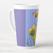 Daffodil Peinture Main Peint floral Latte Mug (Angle gauche)