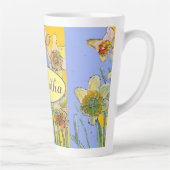 Daffodil Peinture Main Peint floral Latte Mug (Droite)