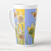 Daffodil Peinture Main Peint floral Latte Mug (Angle gauche)