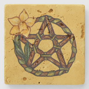 Daffodil Pentacle Ostara Art Stenen Onderzetter