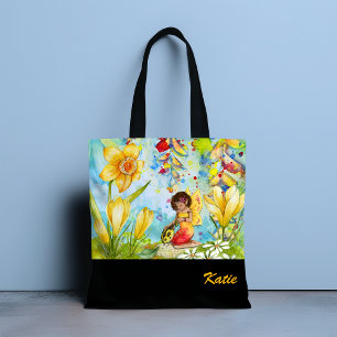 Daffodil Pixie Aquarel Gepersonaliseerde Canvas ta Draagtas