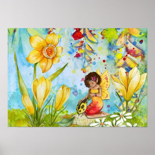 Daffodil Pixie Waterverf Poster (Voorkant)