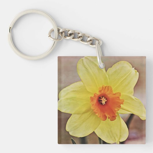 Daffodil Scriptsleutel Ring Sleutelhanger (Voorkant)