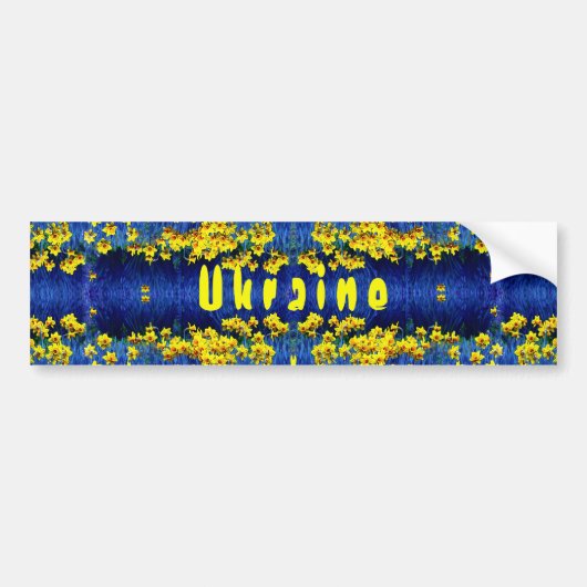Daffodil Spring Ukraine Yellow Blue Bumpersticker (Voorkant)