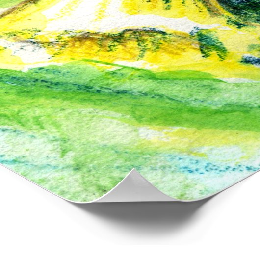 Daffodil Spring Waterverf Art Poster (Hoek)