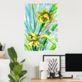 Daffodil Spring Waterverf Art Poster (Thuiskantoor)