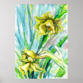 Daffodil Spring Waterverf Art Poster (Voorkant)
