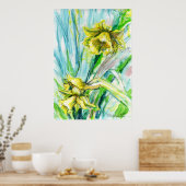 Daffodil Spring Waterverf Art Poster (Keuken)