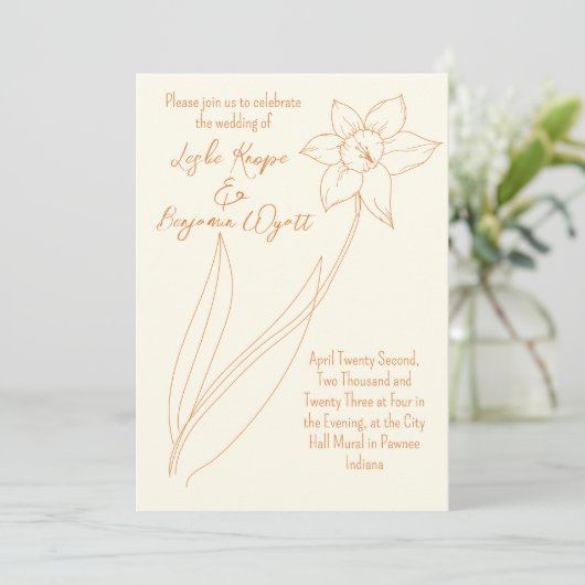Daffodil Spring Wedding Invitation (Debout devant)