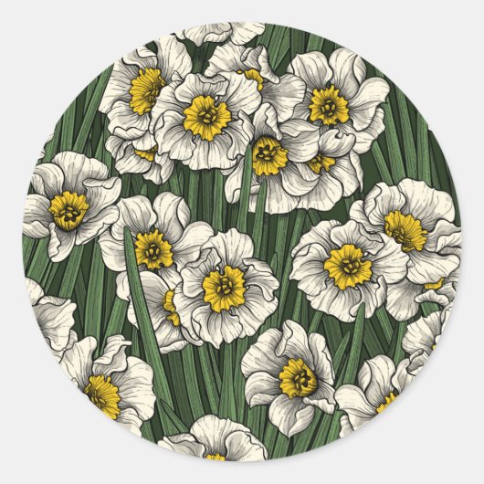 Daffodil tuin ronde sticker (Voorkant)