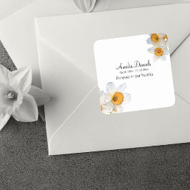 Daffodil voor altijd in ons hart Begrafenis Vierkante Sticker