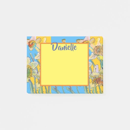 Daffodil Waterverf Art Vrouwen Naam Post It Notes (Voorkant)