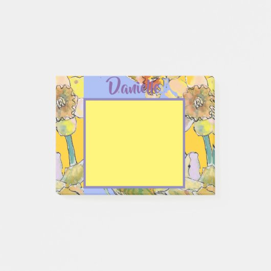 Daffodil Waterverf Art Vrouwen Naam Post It Notes (Voorkant)