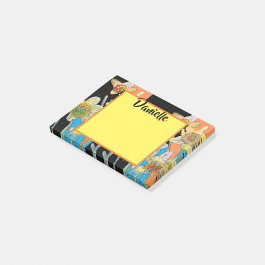 Daffodil Waterverf Art Vrouwen Naam Post It Notes (Schuin)
