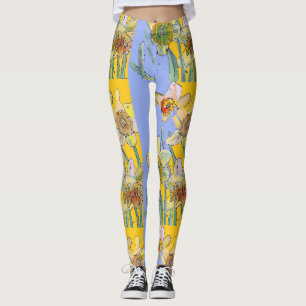 Daffodil Waterverf Bloem Lila Leggings van bloemen