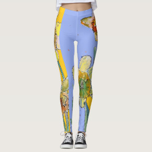 Daffodil Waterverf Bloem Lila Leggings van bloemen