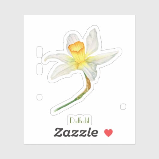 Daffodil waterverf Custom-Cut Vinyl Sticker (Vel)