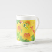 Daffodil waterverf floral Bone China Mok (Voorkant rechts)