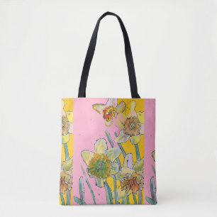 Daffodil Waterverf floral Dames Art Canvas tas