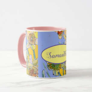 Daffodil Waterverf Geel Paars floreel Mok