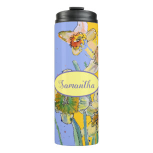 Daffodil Waterverf Geel Paars floreel Thermosbeker