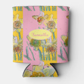 Daffodil Waterverf Geel Roze floreel Blikjeskoeler (Voorkant)