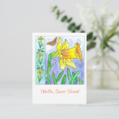 Daffodil Waterverf Hallo Flower Briefkaart (Staand voorkant)