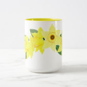 Daffodil Waterverf Two-Tone Mok, 15 oz Tweekleurige Koffiemok (Center)