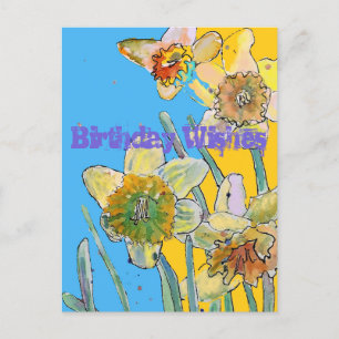 Daffodil Waterverf Yellow Spring Flower Art-kaart Briefkaart