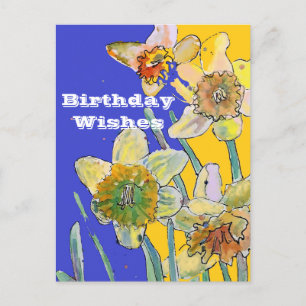 Daffodil Waterverf Yellow Spring Flower Art-kaart Briefkaart