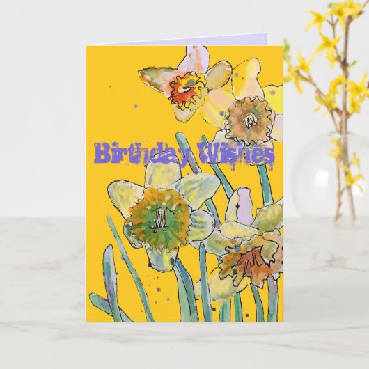Daffodil Waterverf Yellow Spring Flower Art-kaart Kaart (Gele Bloem)