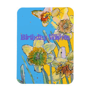 Daffodil Waterverf Yellow Spring Flower Art-kaart Magneet
