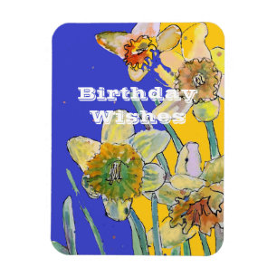Daffodil Waterverf Yellow Spring Flower Art-kaart Magneet