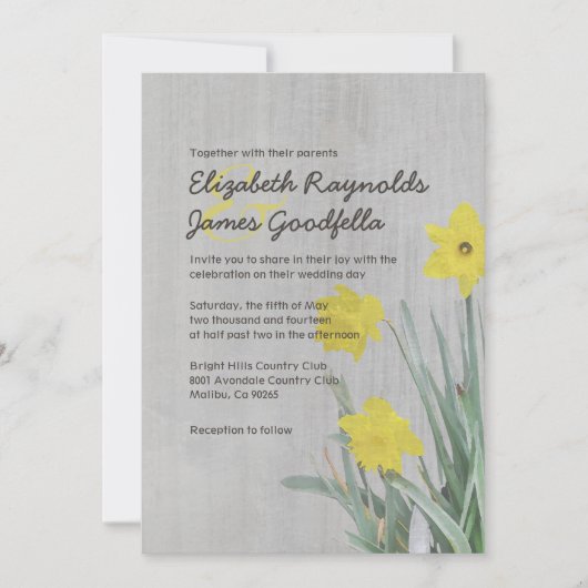  Daffodil Wedding Invitations Kaart (Voorkant)