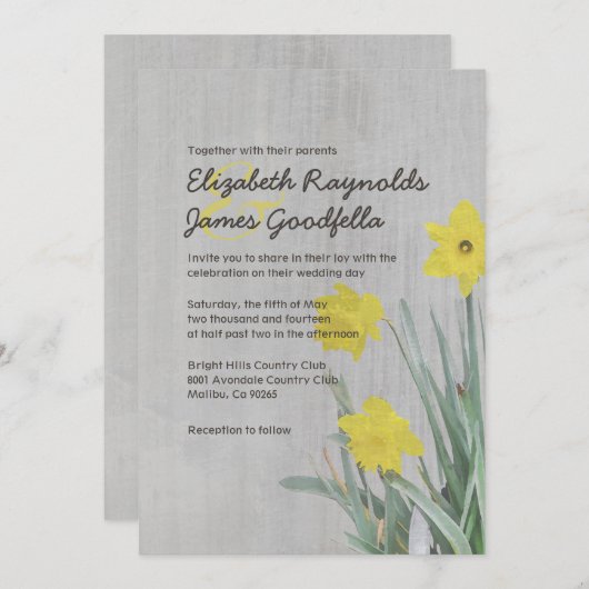 Daffodil Wedding Invitations Kaart (Voorkant / Achterkant)