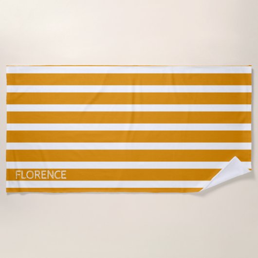 Daffodil yellow cabana stries - gepersonaliseerd strandlaken (Voorkant)