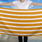 Daffodil yellow cabana stries - gepersonaliseerd strandlaken