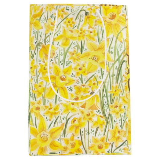 Daffodil Yellow Flower Gift Bag Medium Cadeauzakje (Voorkant)
